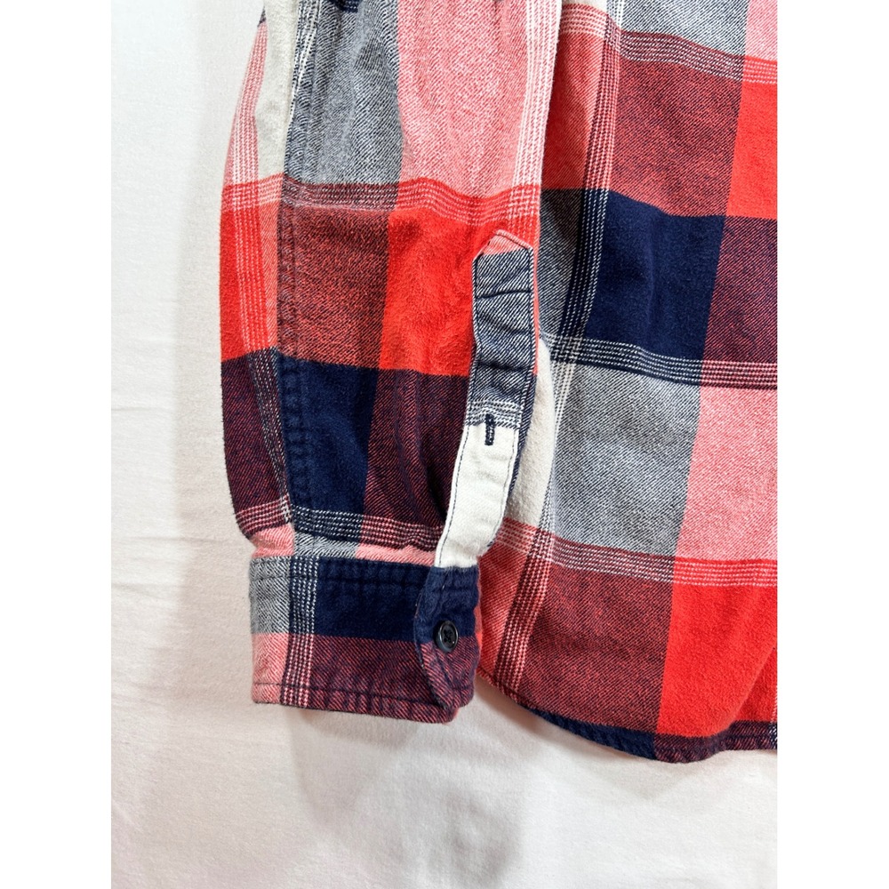 Merona Mens XL Red Blue White Plaid Flannel Button Down Shirt Long Sleeve - Picture 5 of 6